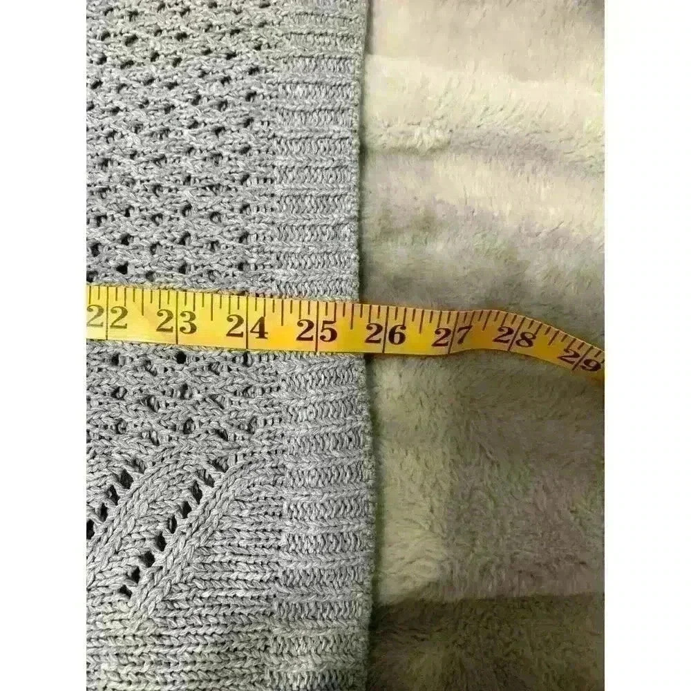Purejill Womens Gray Cotton Short Sleeve Open knit Sweater Size large Lagenlook - Picture 5 of 10